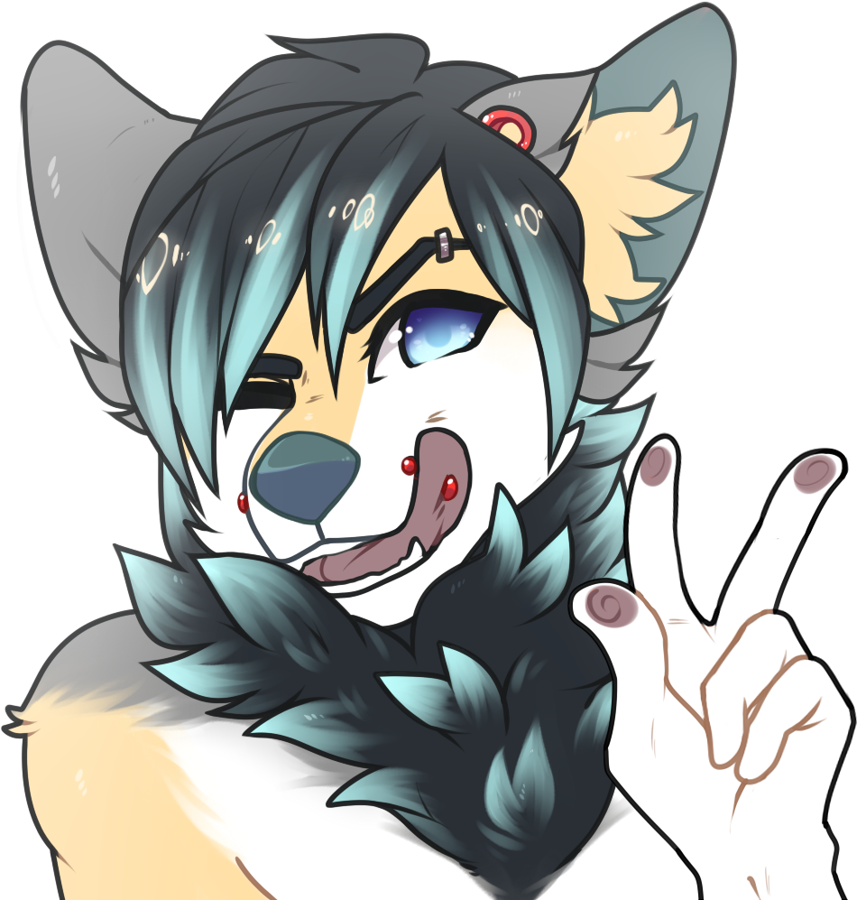 Animated Wolf Characterwith Piercings PNG