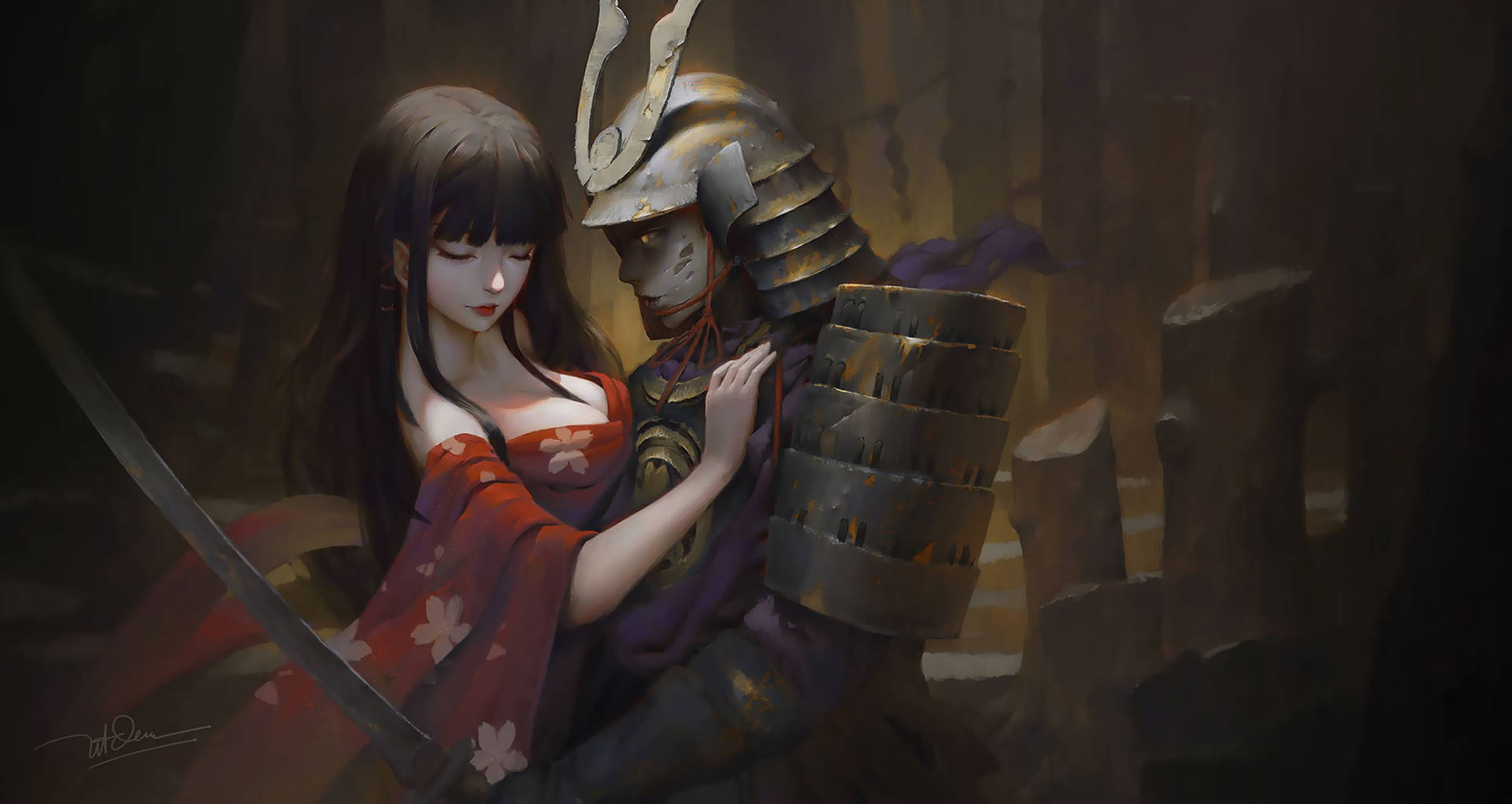 Animated Woman And Samurai