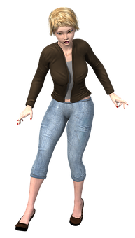 Animated Woman Casual Attire PNG