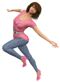Animated Woman Dancing Pose PNG