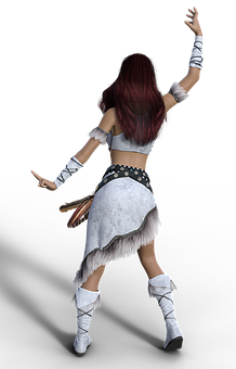 Animated Woman Dancingin Tribal Outfit PNG
