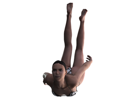 Animated Woman Diving Pose PNG