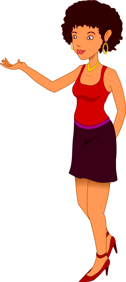 Animated Woman Presenting Something PNG