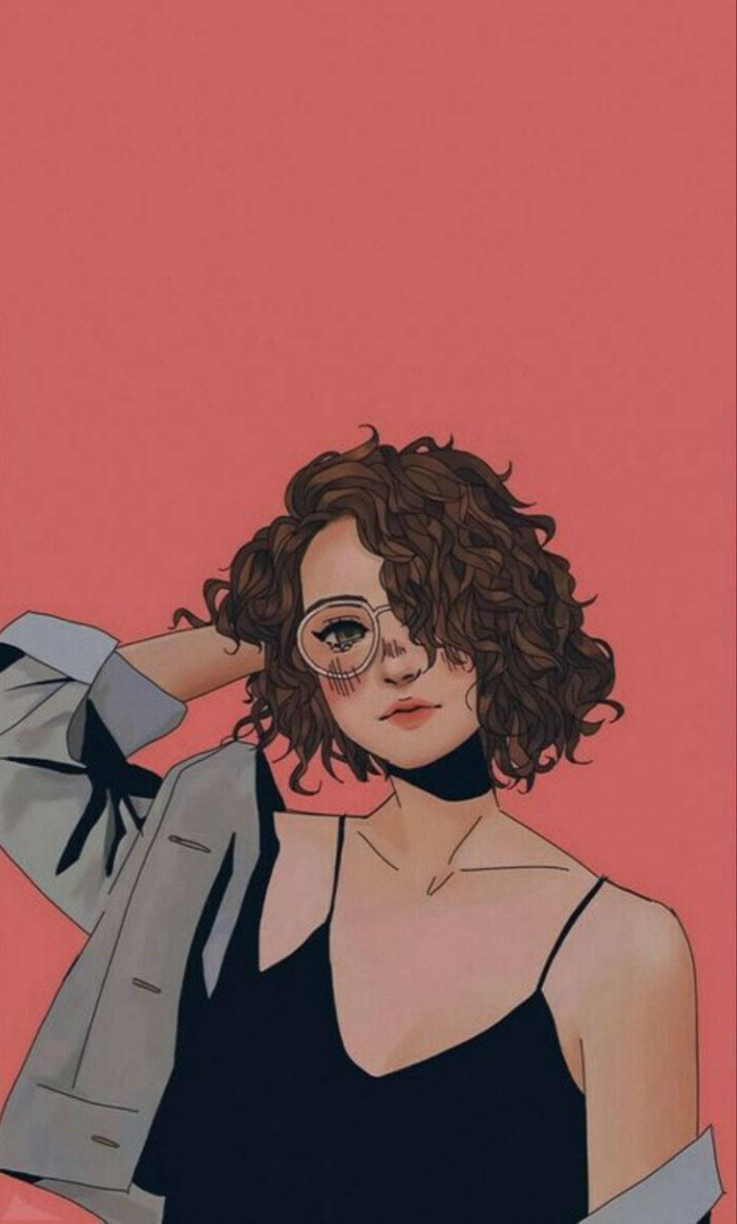 Animated Woman With Short Curly Hair Wallpaper