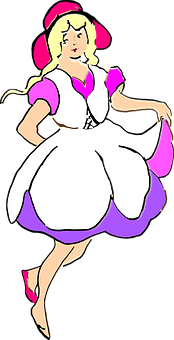 Animated Womanin Pinkand White Dress PNG