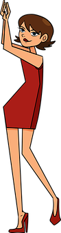 Animated Womanin Red Dress PNG