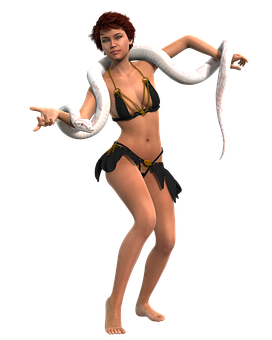 Animated Womanwith Snake PNG