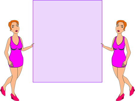 Animated Women Holding Sign PNG