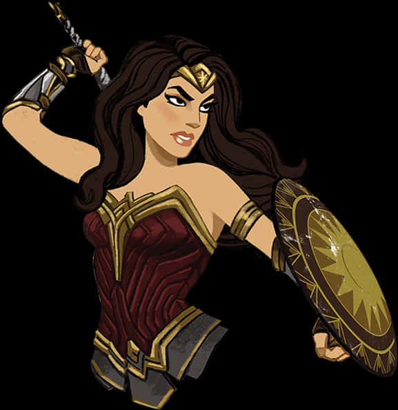 Animated Wonder Woman Action Pose PNG