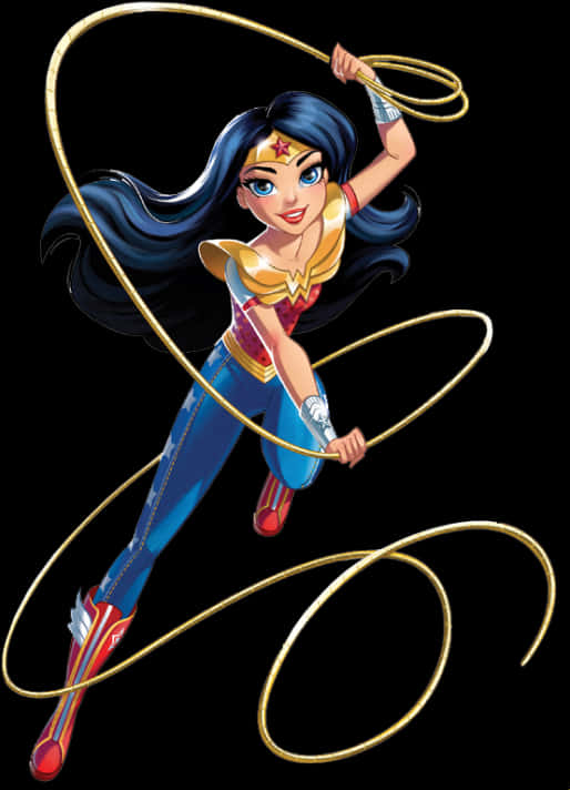 Animated Wonder Woman With Lasso PNG