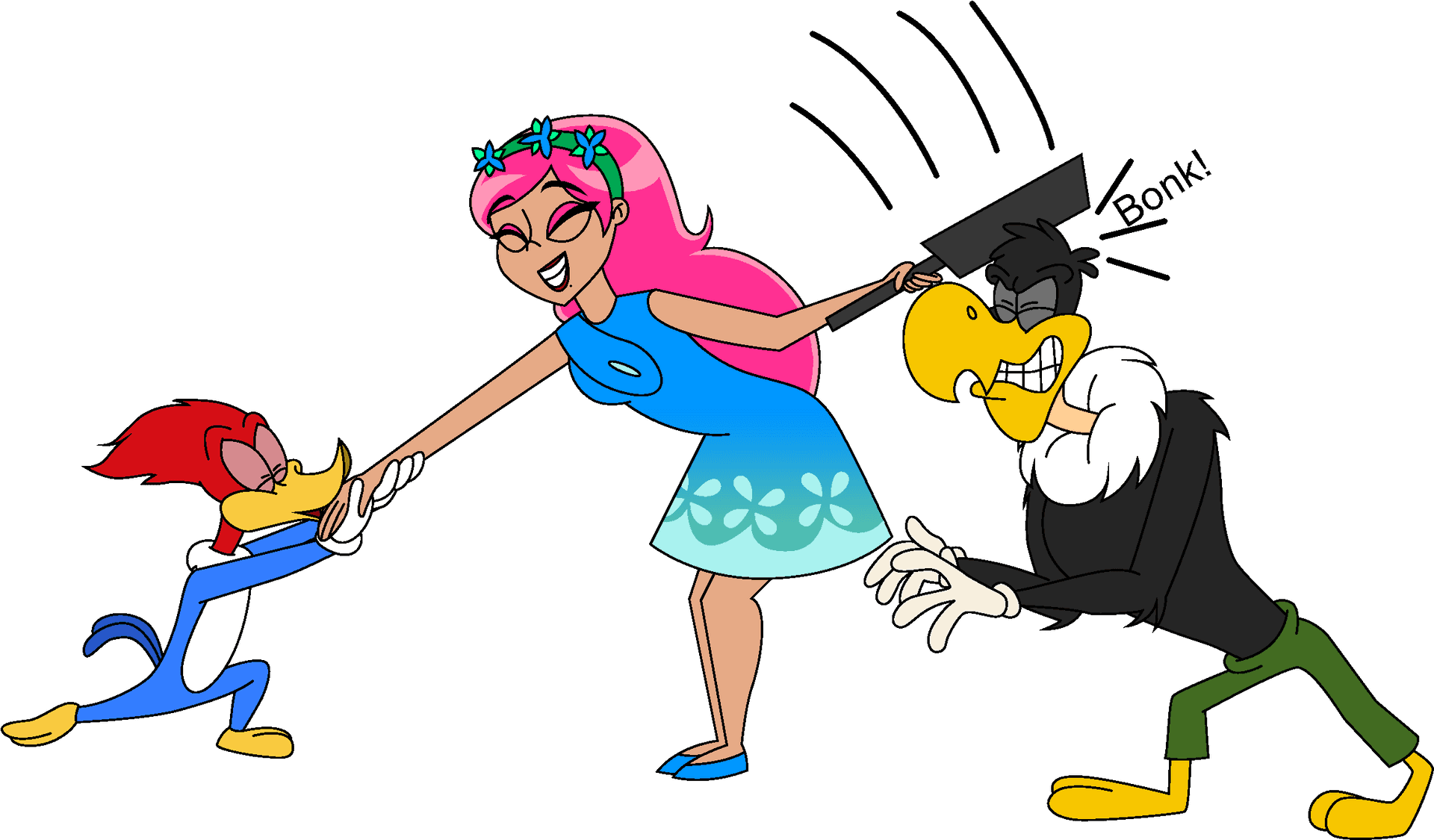 Animated Woodpecker Comedy Scene PNG