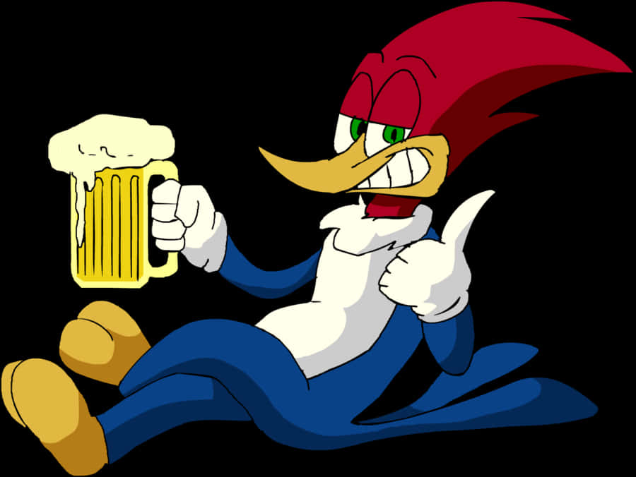 Animated Woody Woodpecker With Beer PNG