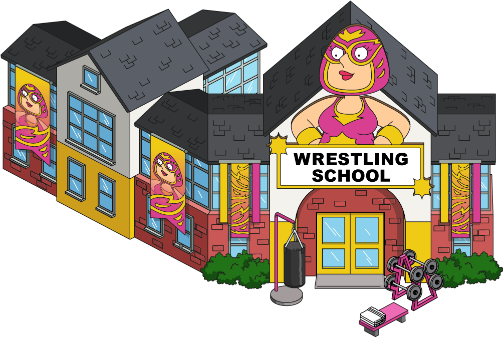 Animated Wrestling School Facade PNG
