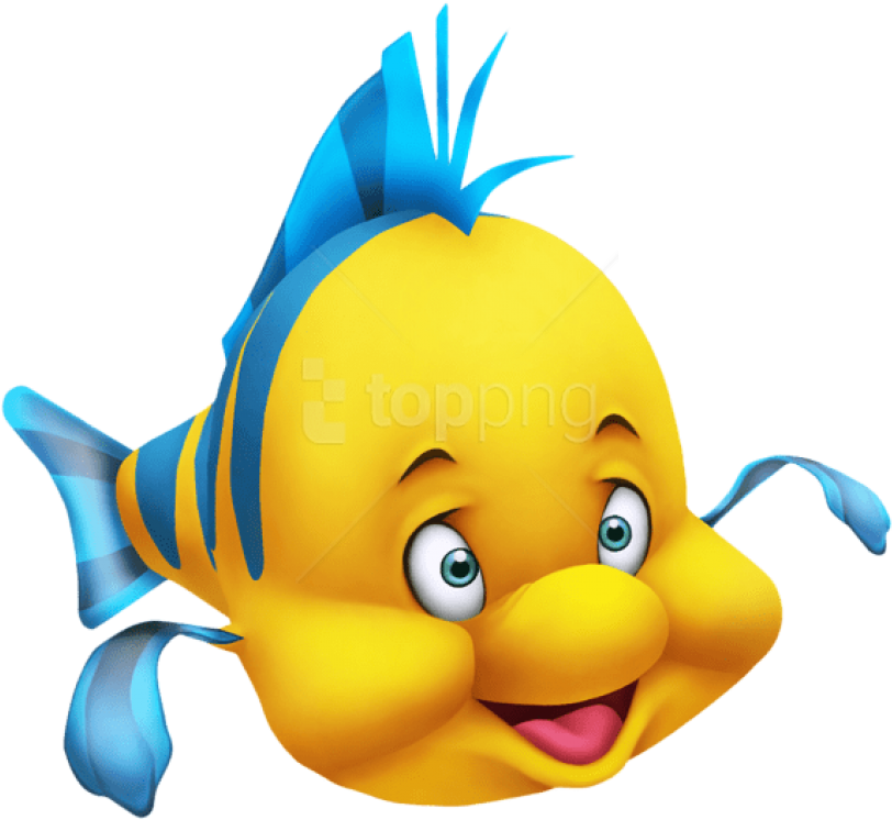 Animated Yellow Blue Fish Character PNG