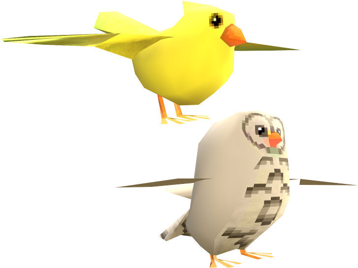 Animated Yellowand Grey Birds PNG