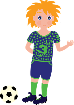 Animated Young Football Player PNG