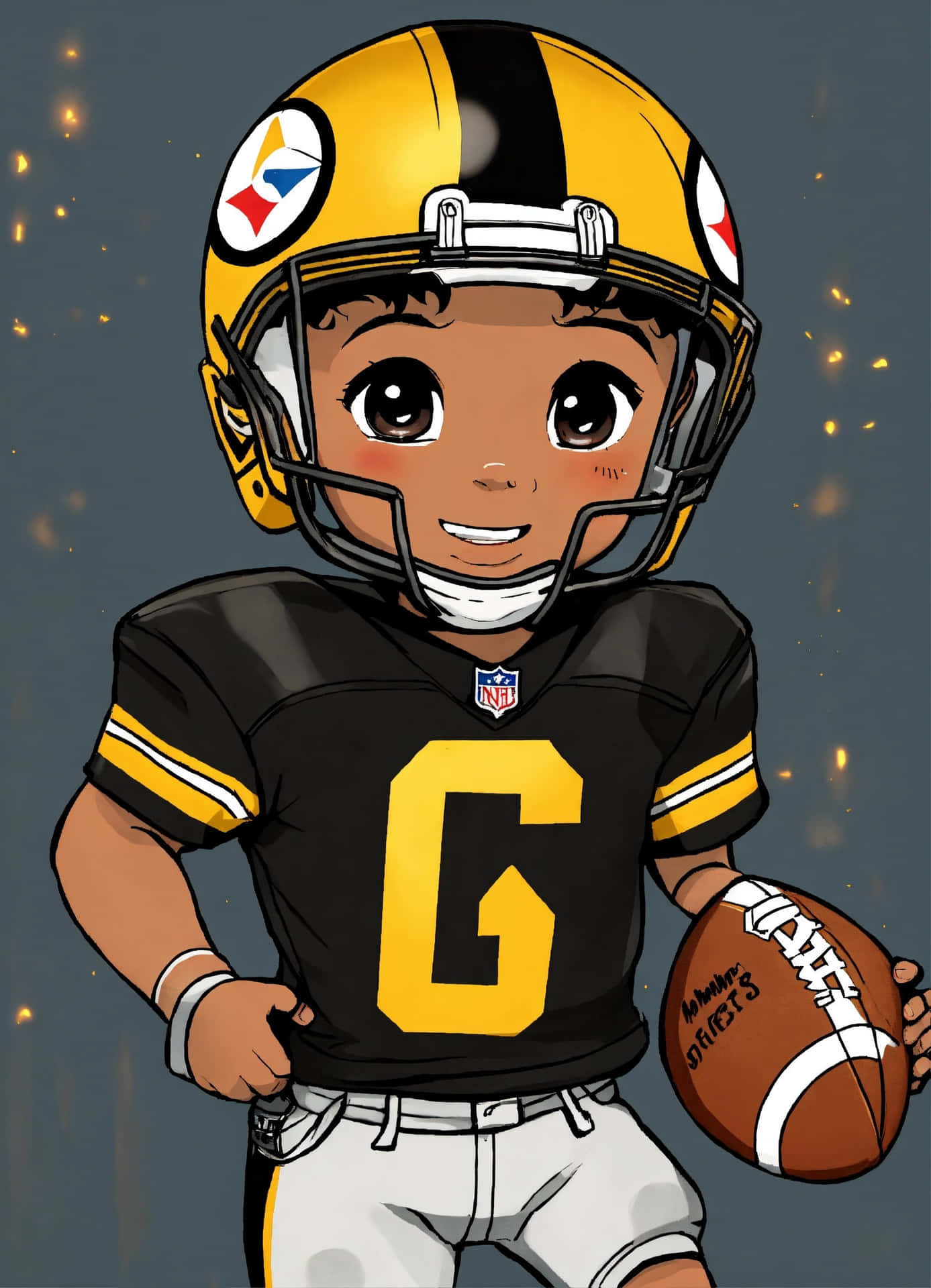 Animated Young Football Player Wallpaper