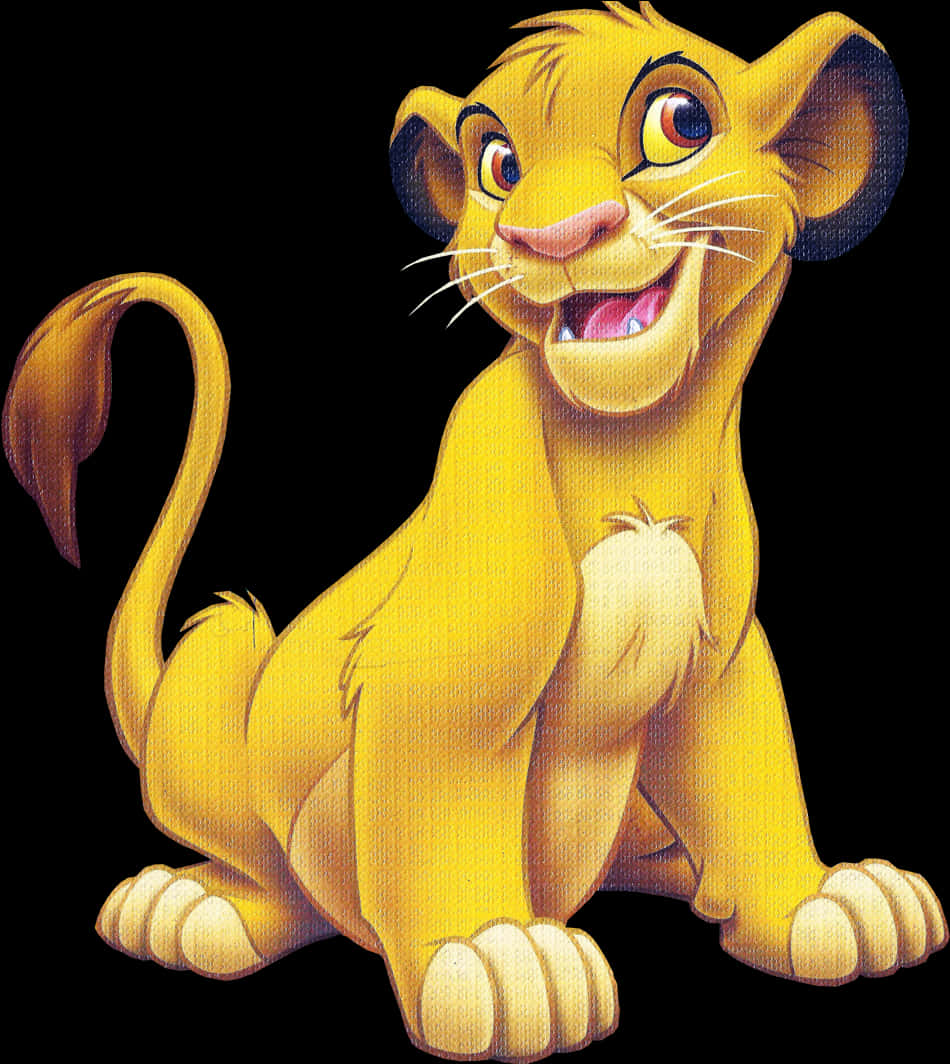 Animated Young Lion Cub Smiling PNG