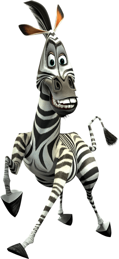 Animated Zebra Character Madagascar PNG