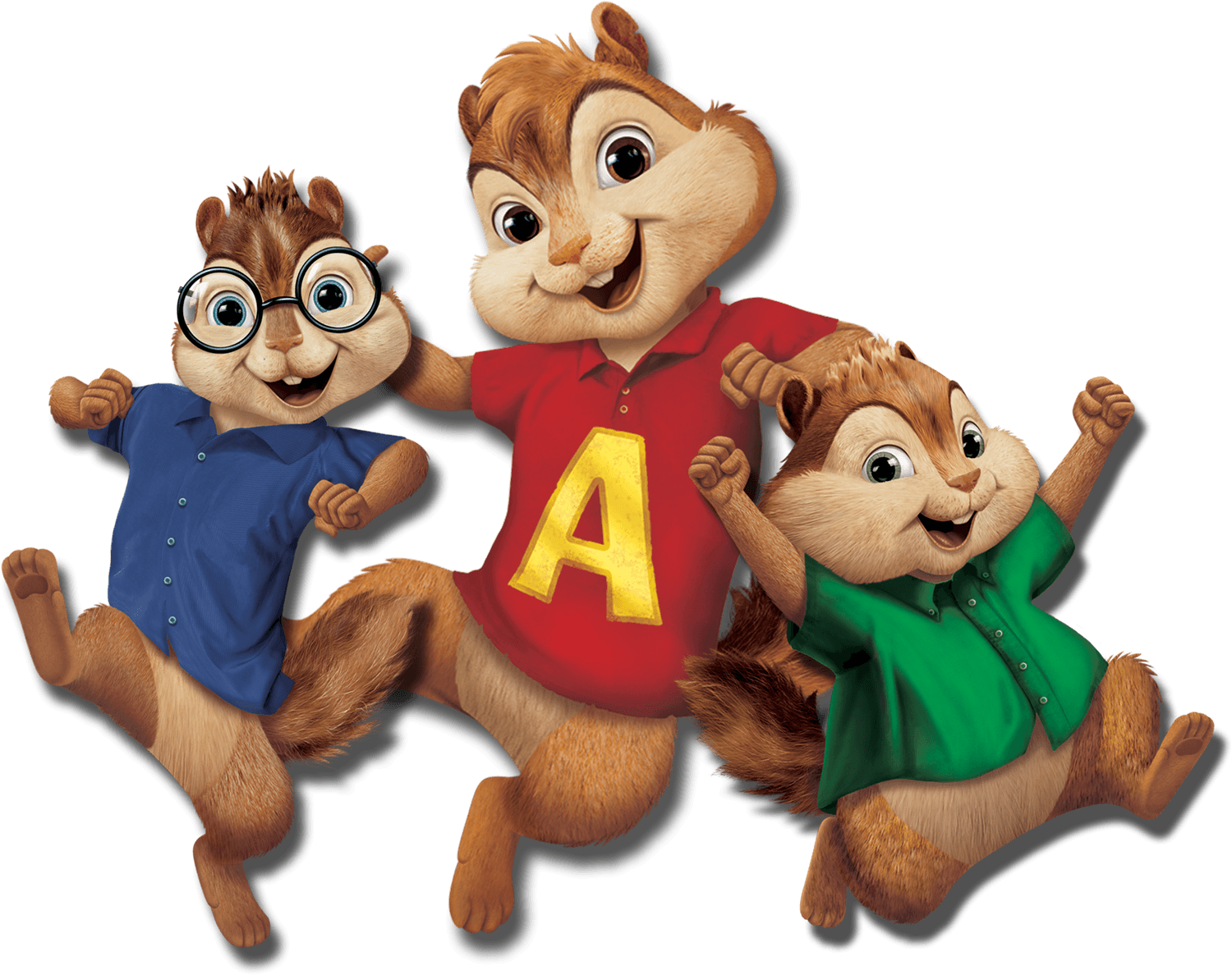 Animated_ Chipmunk_ Trio_ Jumping PNG