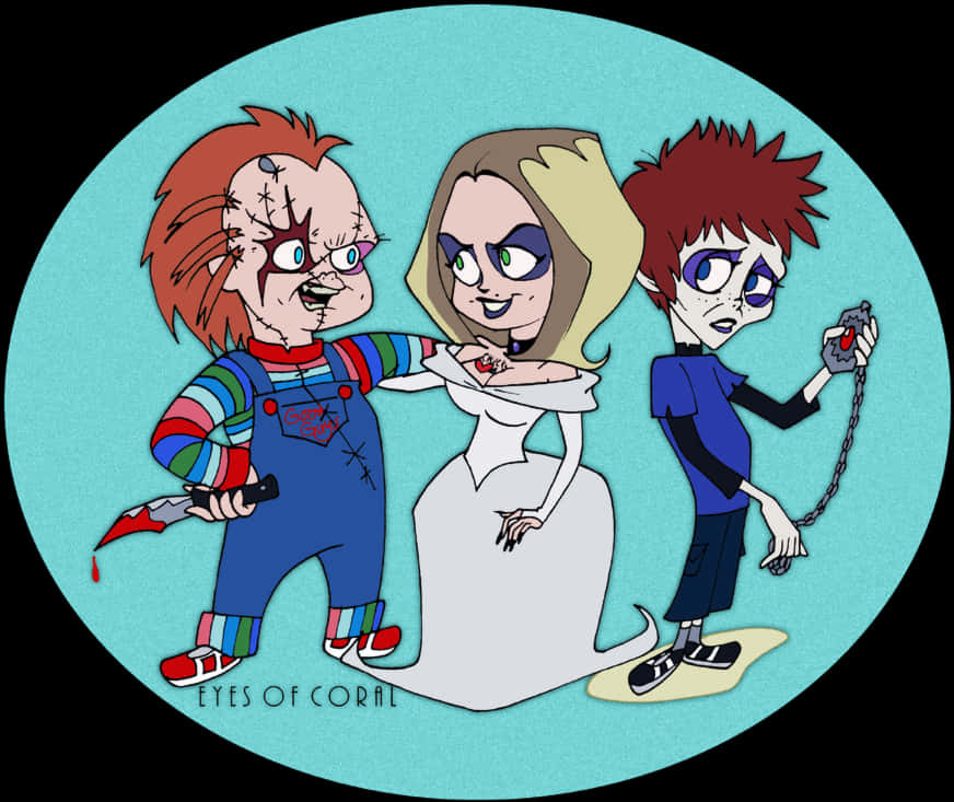 Download Animated_ Chucky_and_ Friends_ Cartoon_ Style | Wallpapers.com