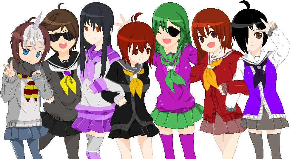 Animated_ Friends_ Group_ Pose PNG