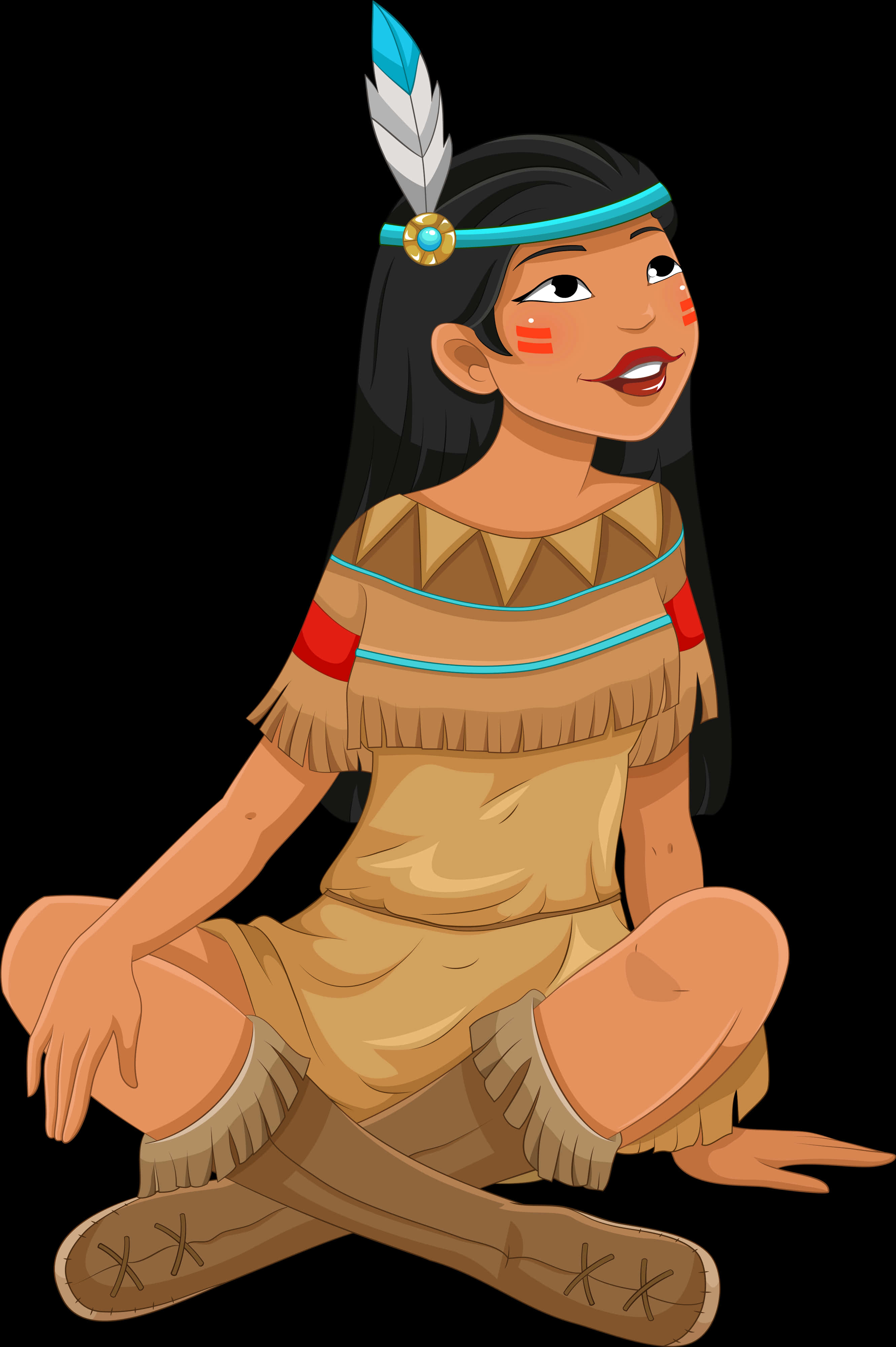 Animated_ Native_ American_ Girl_ Character PNG