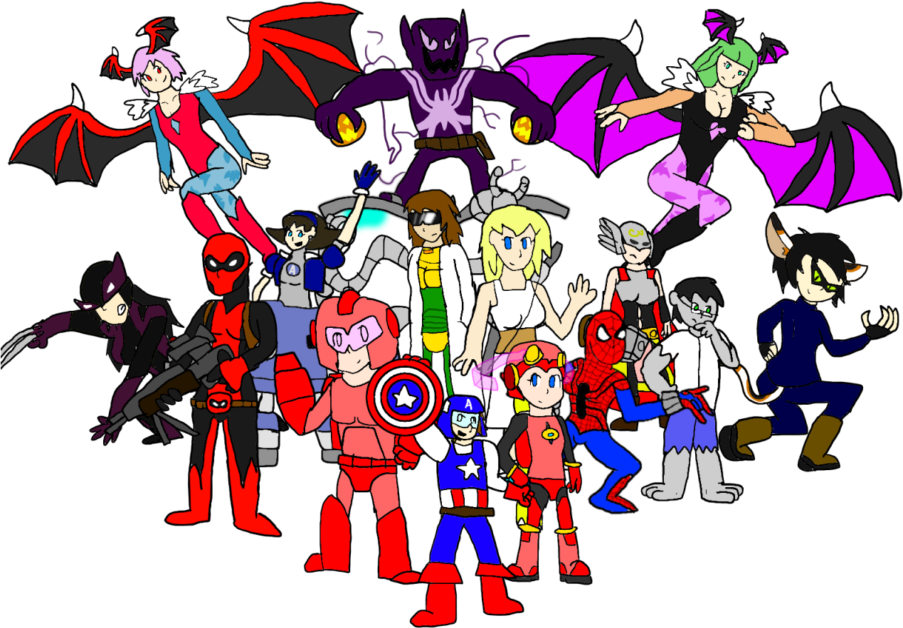 Animated_ Superheroes_ And_ Characters_ Gathering PNG