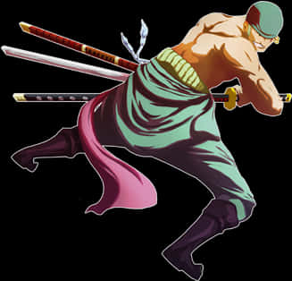 Animated_ Swordfighter_ Zoro_ Action_ Pose PNG