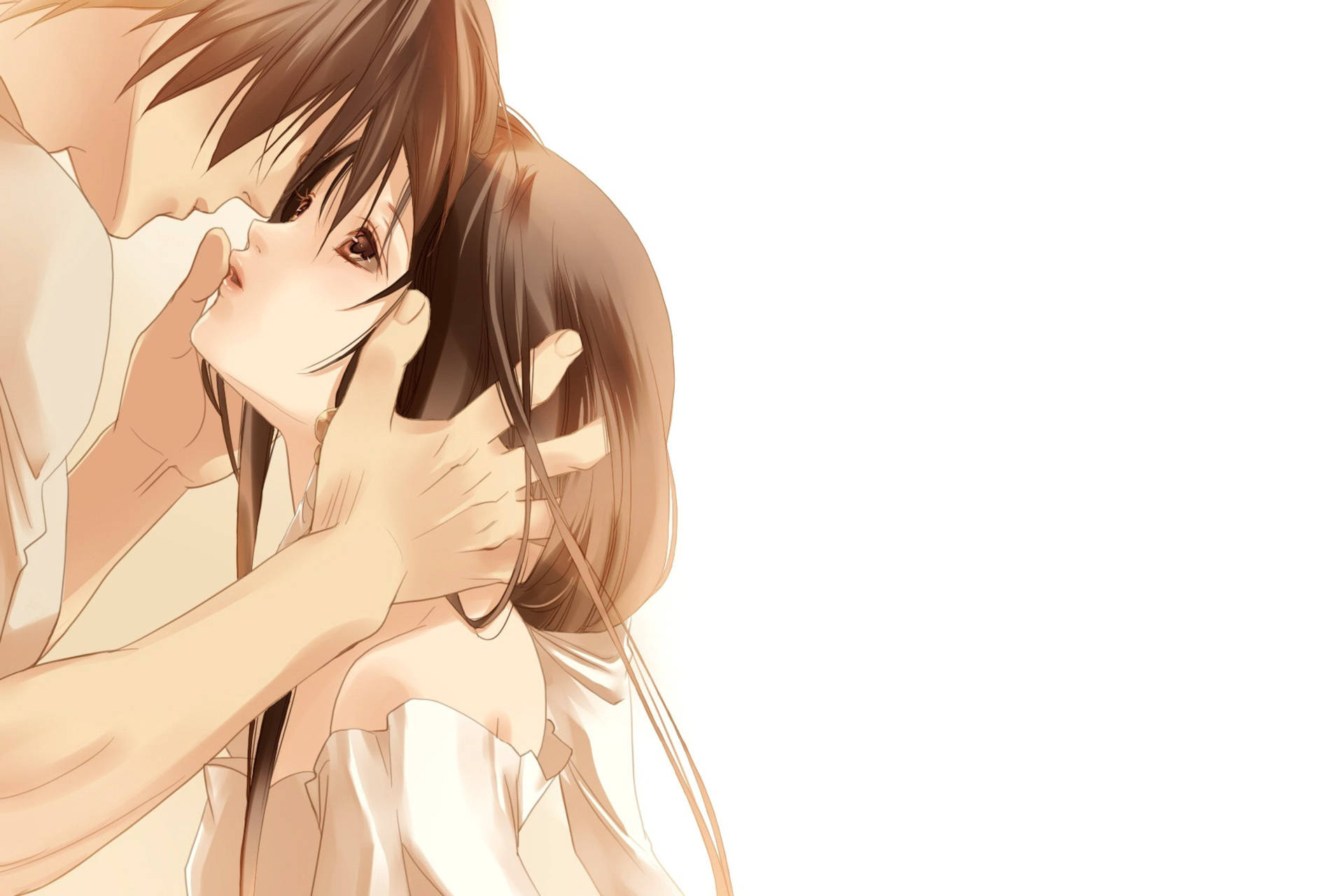 Download Animation Anime Couple Almost Kiss Wallpaper 