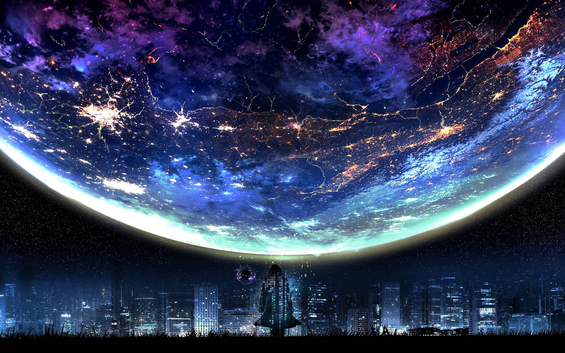 Animation Constellations Above The City Wallpaper