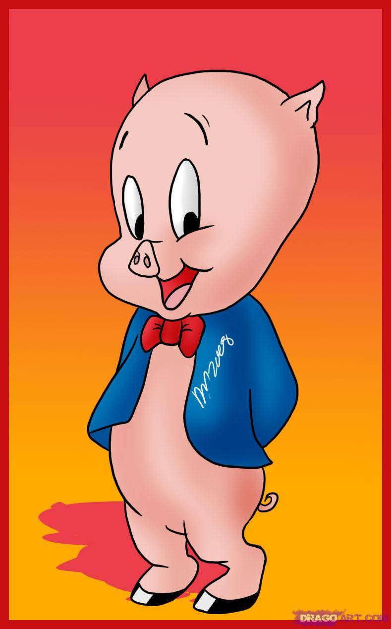 Porky Pig Vibrant Drawing Background