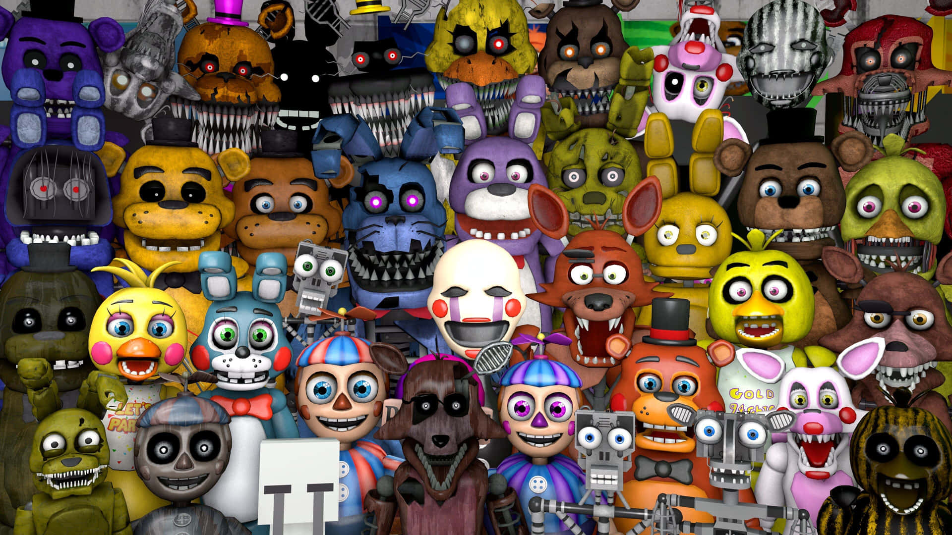 Advanced Animatronic Characters Performing on Stage Wallpaper