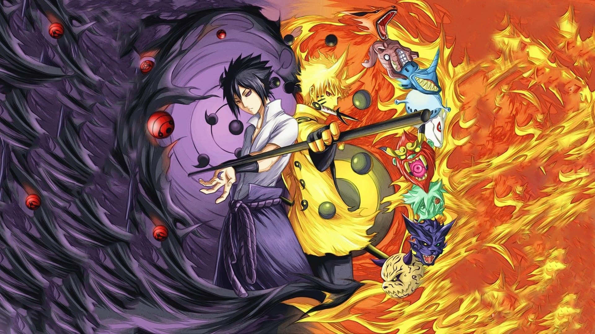 Estéticade Anime De Naruto Y Sasuke Para Ps4. Fondo de pantalla