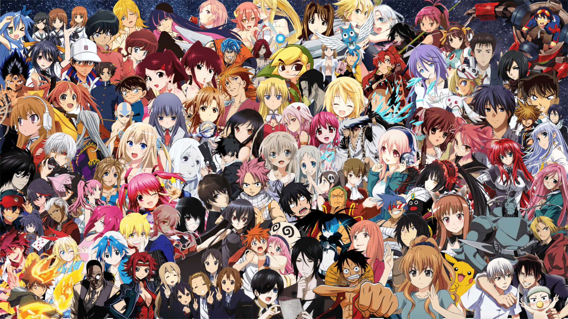 Anime All Characters HD Ansigtskollager Tapet Wallpaper