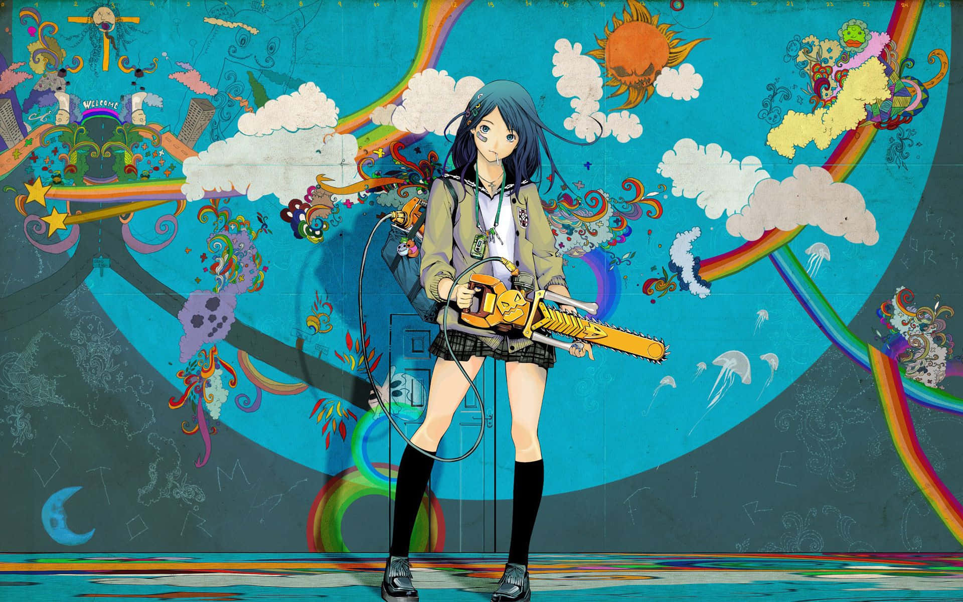 Animekunst Mit Lebendigen Farben Und Verträumten Landschaften