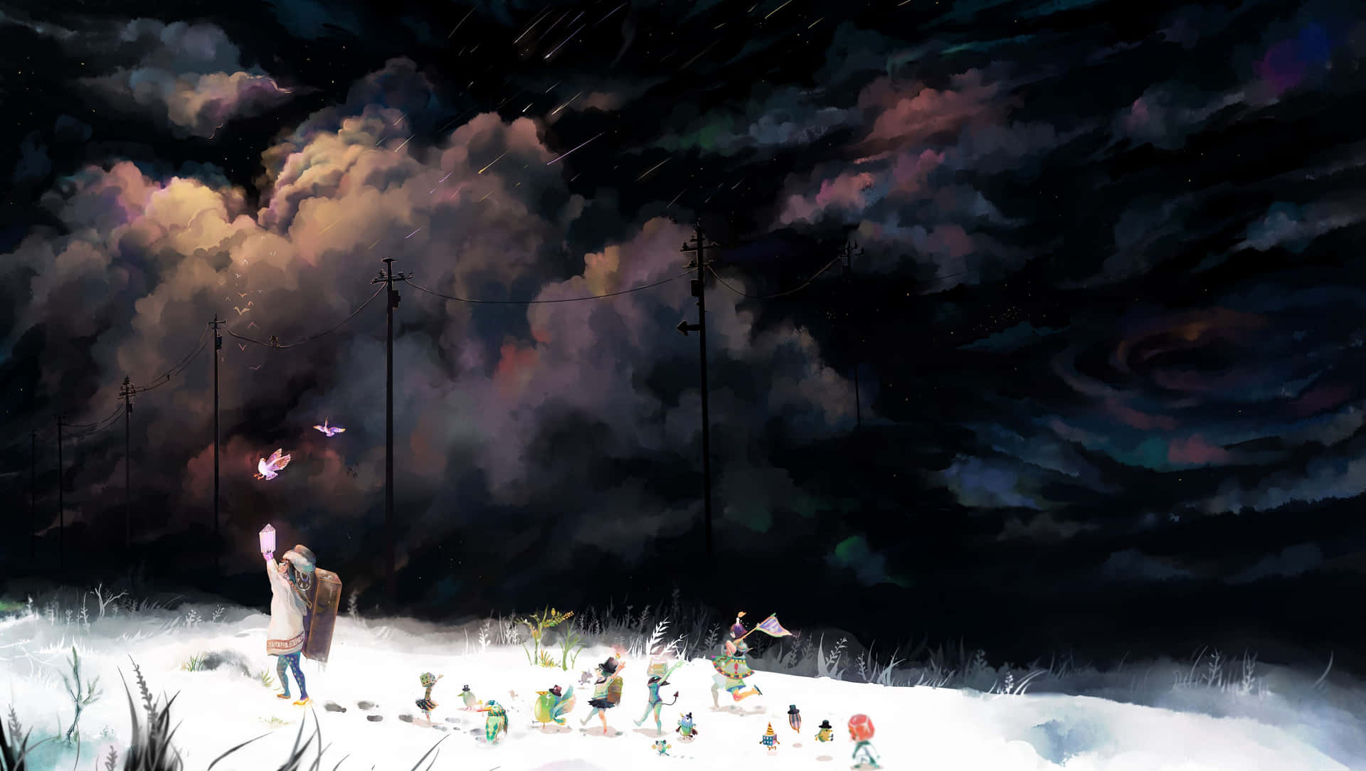Einelebhafte Und Farbenfrohe Anime-kunst-illustration