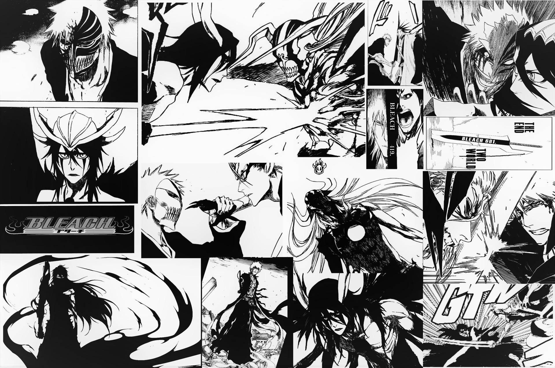 Anime Art Black And White Bleach Ichigo Manga Wallpaper