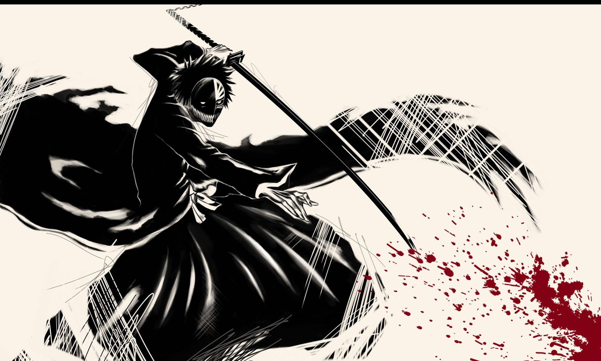 Anime Art Black And White Bleach Ichigo Weapon Wallpaper