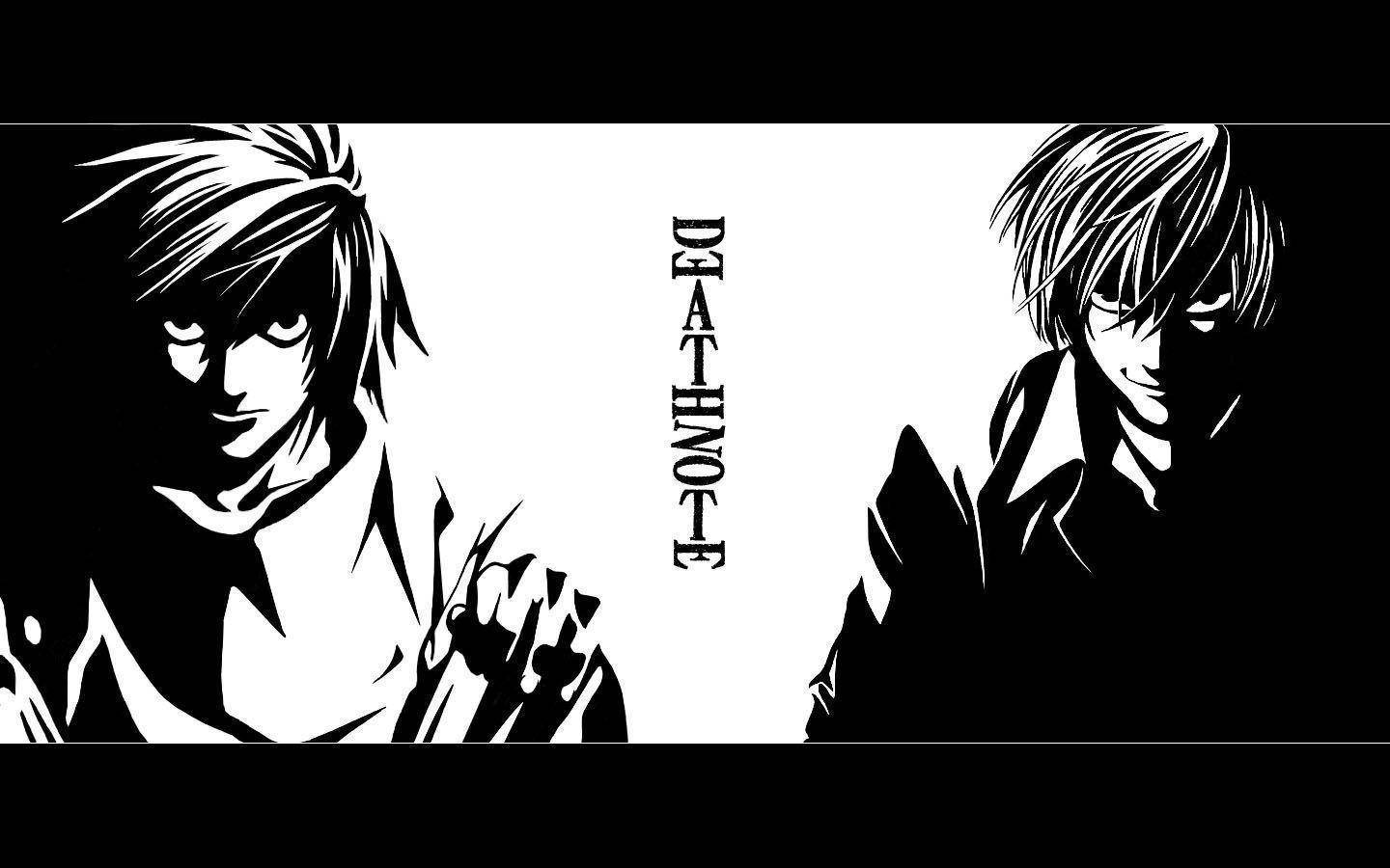 Anime Art Black And White Death Note Light L Wallpaper