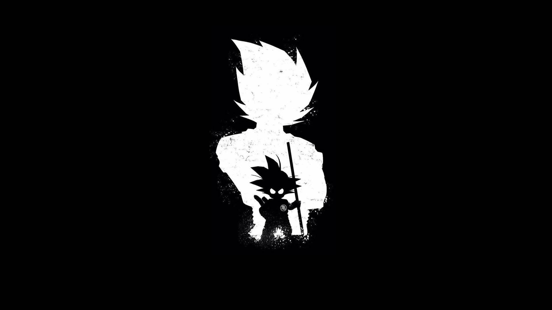 Anime Art Black And White Goku Young Old Silhouette Wallpaper