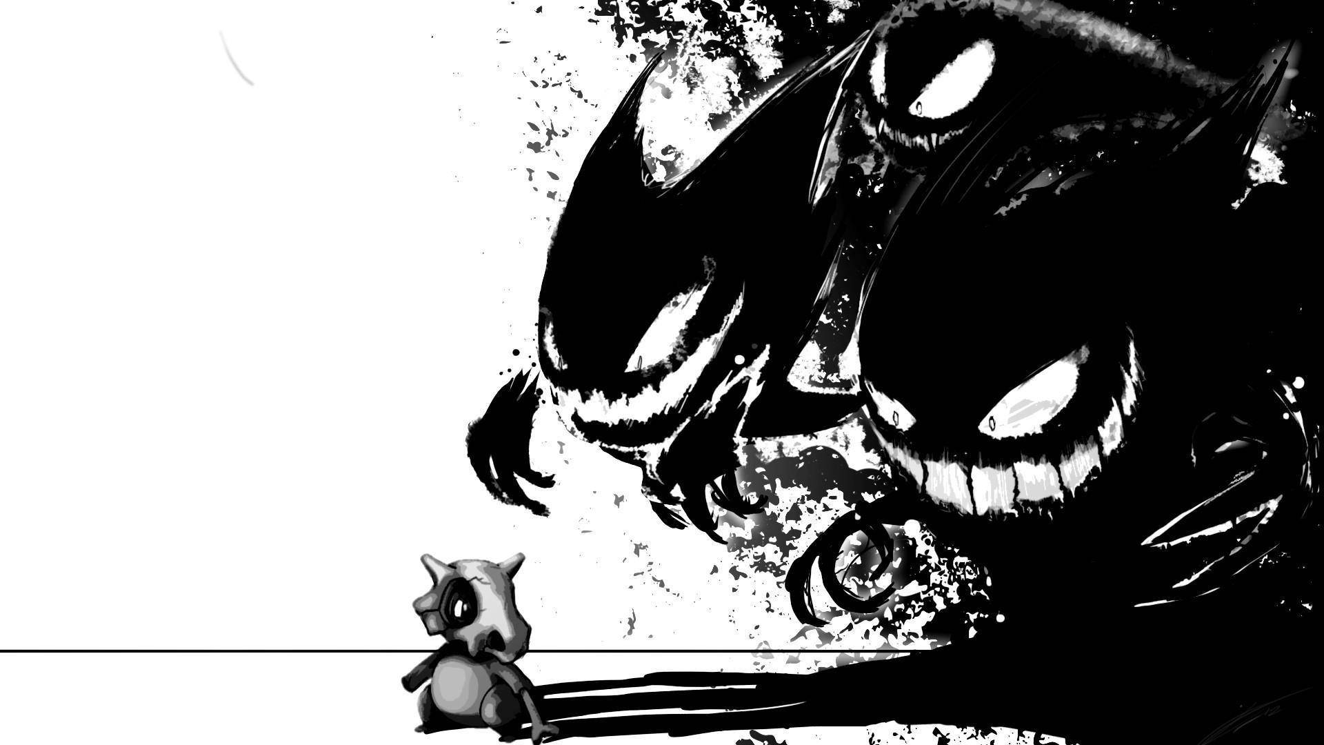 Anime Art Black And White Pokemon Gastly Evolution Wallpaper