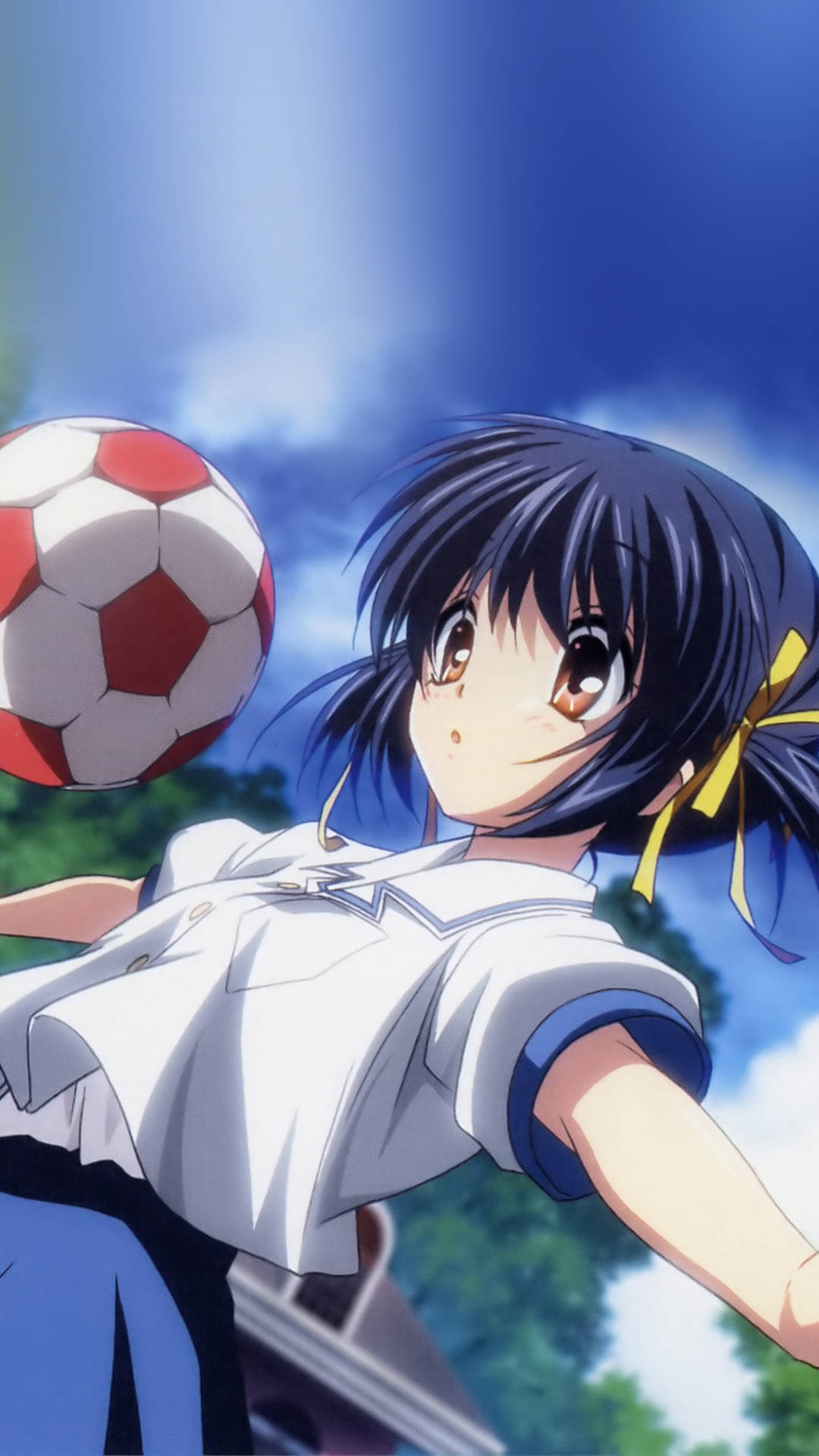 Download Anime Art Girl Playing Soccer Wallpaper 