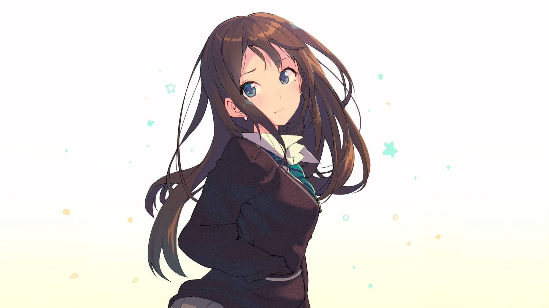 Anime Art-pige iført uniform tapet Wallpaper
