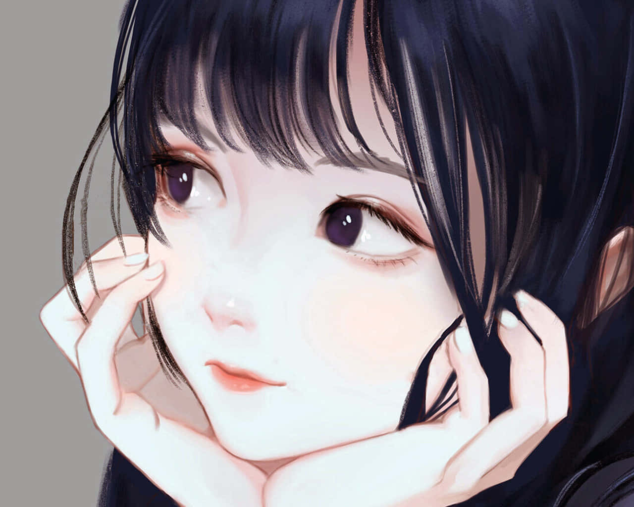 HD wallpaper anime girl semi realistic meganekko black hair painting   Wallpaper Flare