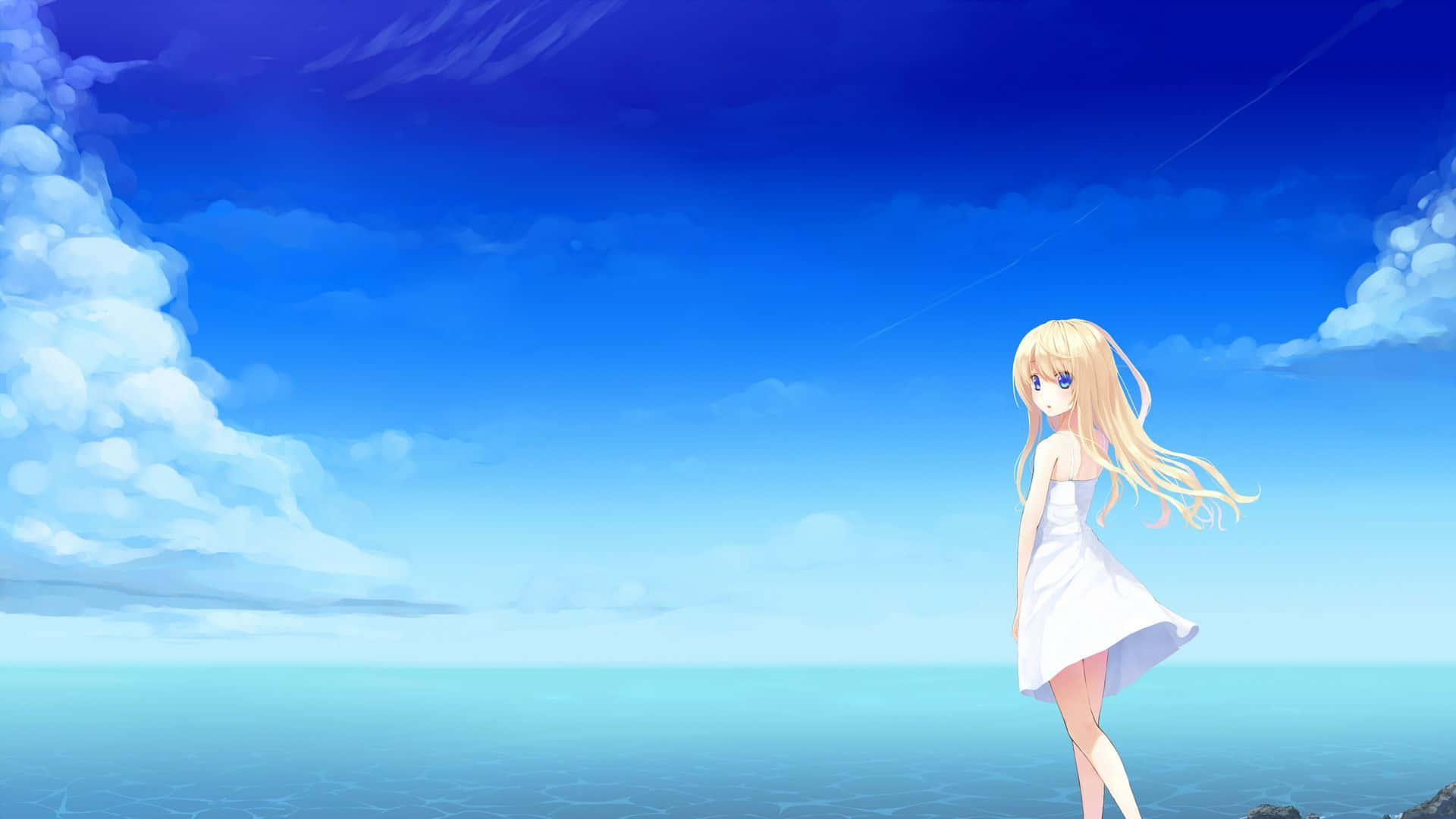 Entspannensie Sich Unter Der Sonne Am Anime-strand Wallpaper
