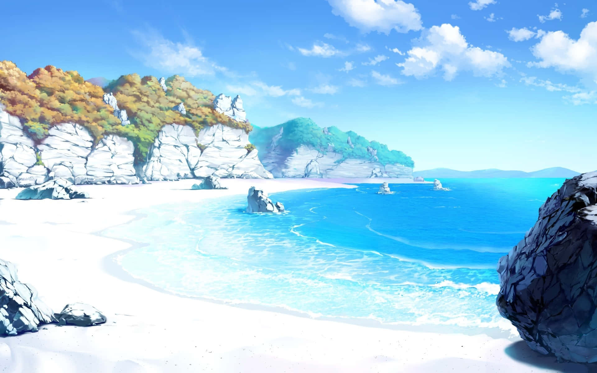 Anime Beach Landscape with Palm Trees | A Relaxing and Dreamy Piece of Art  for Your Home
