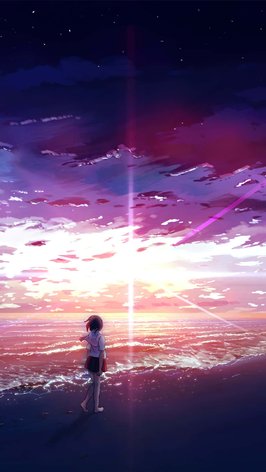 Etidyllisk Anime-strandlandskab.