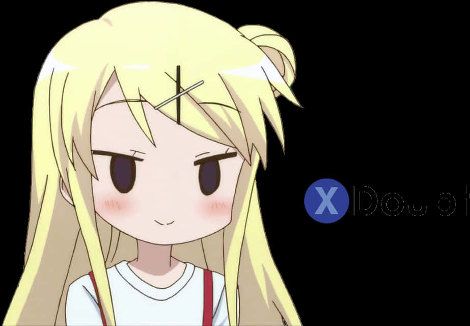 Anime Blonde Character Blushing PNG