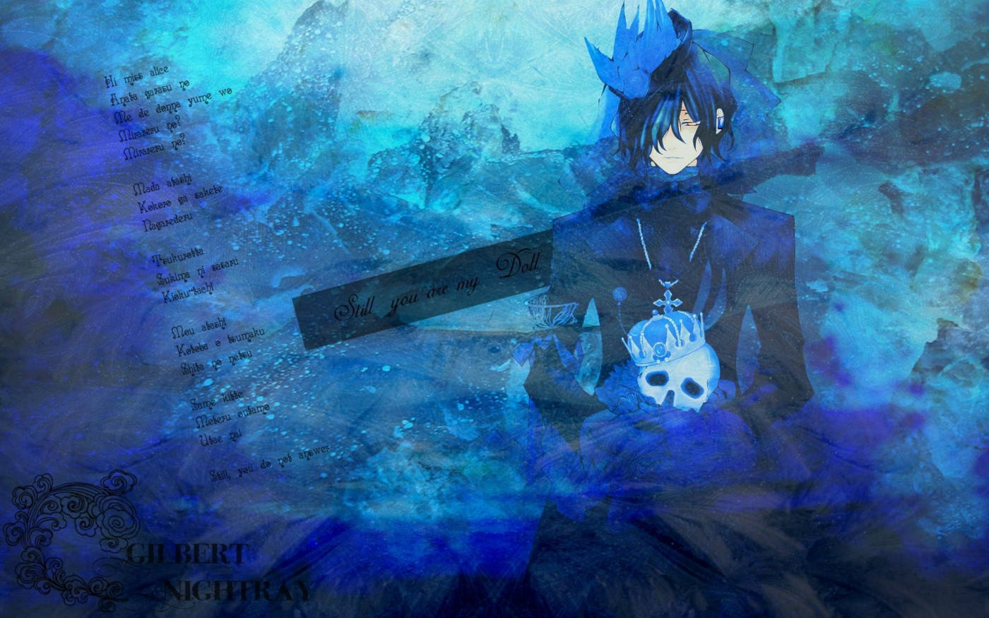 Adorable Anime Blue Boy in Dreamlike World Wallpaper